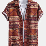 Floral Geometric Patchwork Print Cotton Shirt
