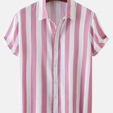 Stripe Print Shirt & Swim Shorts Set