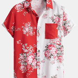 Two Tone Rose Print Button Up Shirt