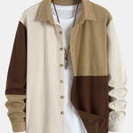 Colorblock Corduroy Button Up Shirt