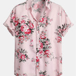 Rose Floral Print Button Up Shirt