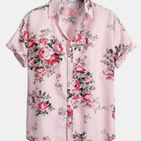 Rose Floral Print Button Up Shirt