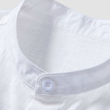 Linen Cotton Stand Collar Shirt & Linen Cotton Blend Pants Set