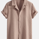 Houndstooth Jacquard Cuban Shirt & Straight Leg Linen Pants Set