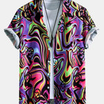 Colorful Fluid Smiley Print Shirt & Shorts Set