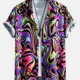Colorful Fluid Smiley Print Shirt & Shorts Set