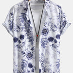 Skull Floral Print Button Up Shirt