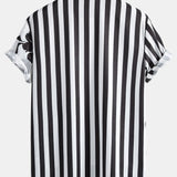 Floral Stripe Patchwork Print Button Up Shirt