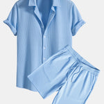 Muscle Fit Ribbed Shirt & Shorts Set