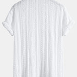 Geometric Jacquard Textured Cuban Shirt & Straight Leg Linen Pants Set