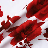 Red Floral Print Revere Collar Shirt