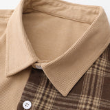 Plaid Corduroy Patchwork Button Up Shirt