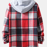Long Sleeve Hooded Flannel Plaid Overshirt