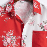 Two Tone Rose Print Button Up Shirt