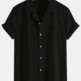 Geometric Textured Patchwork Cuban Shirt
