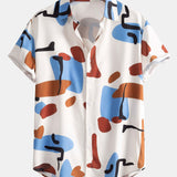 Color Block Print Button Up Shirt