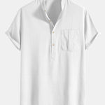 Linen Henley Collar Shirt & Linen Cotton Blend 11" Shorts Set