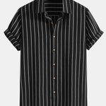 Cotton Blend Striped Button Up Shirt