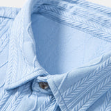 Knitted Geometric Rhombus Jacquard Button Up Shirt