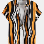 Wavy Print Button Up Shirt