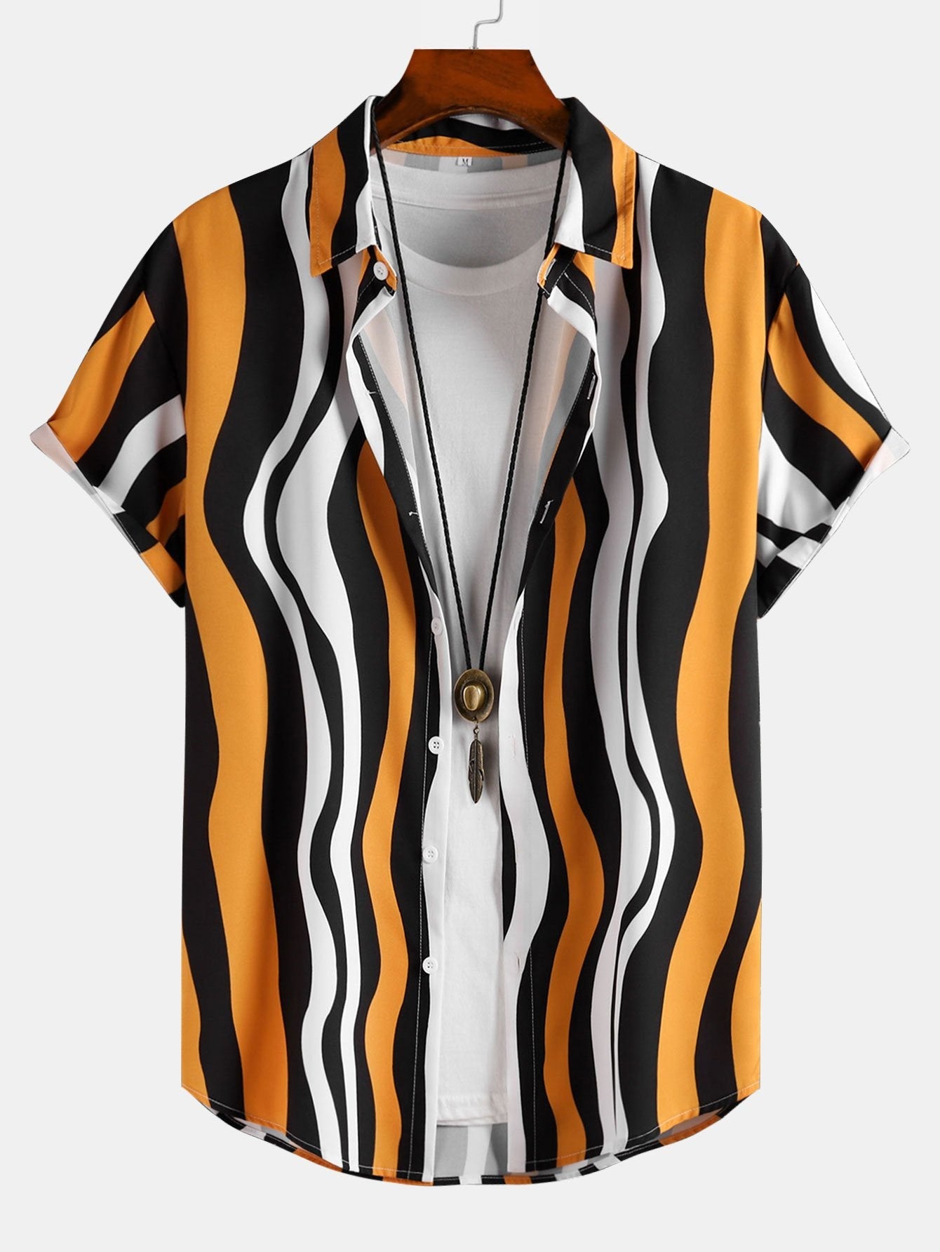 Wavy Print Button Up Shirt