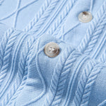 Knitted Geometric Rhombus Jacquard Button Up Shirt
