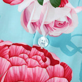 Short Sleeve Red Rose Print Revere Shirt