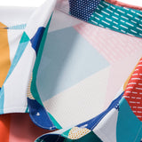 Color Block Geometric Print Shirt & Swim Shorts Set