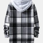 Long Sleeve Hooded Flannel Plaid Overshirt