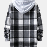 Long Sleeve Hooded Flannel Plaid Overshirt