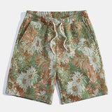 Painted Floral Jacquard Cuban Shirt & Shorts Set