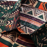 Floral Geometric Patchwork Print Cotton Shirt