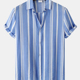 Stripe Print Shirt & Swim Shorts Set