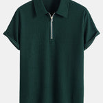 Muscle Fit Ribbed Half Zip Polo & Shorts Set