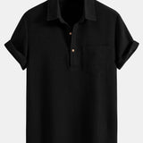 Waffle Polo Collar Shirt with Pocket