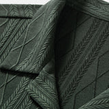 Knitted Geometric Rhombus Jacquard Cuban Shirt & Linen Pants Set