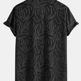 Jacquard Texture Cuban Shirt & Straight Leg Linen Pants Set