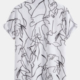 Abstract Line Print Buttton Up Shirt