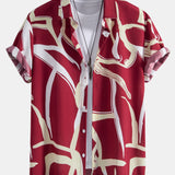 Abstract Print Button Up Shirt