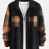 Plaid Corduroy Panel Shirt & Chino Cargo Jogger Pants Set