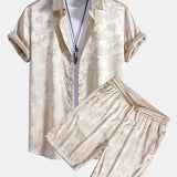 Paisley Print Satin Shirt & Shorts Set
