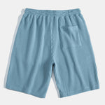 Waffle Stand Collar Shirt & Drawstring Waffle Shorts Set