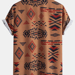 Aztec Geometric Print Shirt & Swim Shorts Set