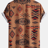 Aztec Geometric Print Shirt & Swim Shorts Set