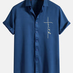 Faith Letter Print Button Up Shirt