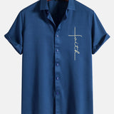 Faith Letter Print Button Up Shirt