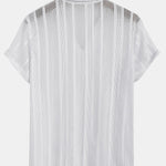 Mesh Textured Shirt & Straight Leg Linen Pants Set