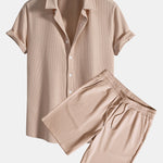 Muscle Fit Ribbed Shirt & Shorts Set