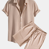 Muscle Fit Ribbed Shirt & Shorts Set