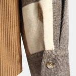 Flannel Plaid Corduroy Patchwork Hooded Shirt & Corduroy Pants Set